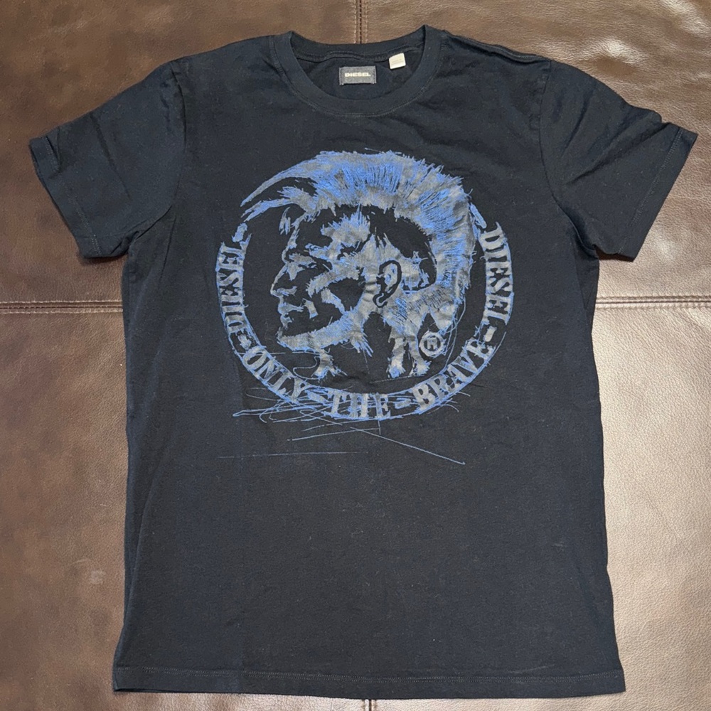 Diesel Men's Black and Blue Graphic Tee